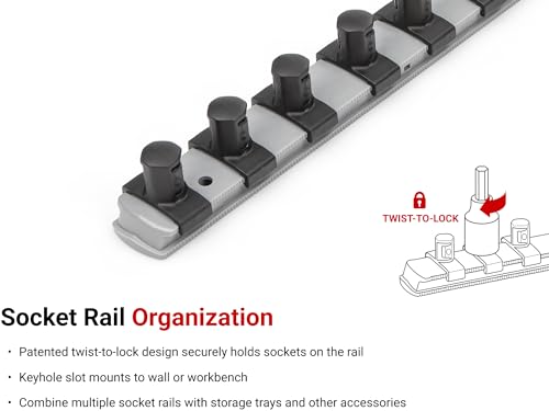 TEKTON 1/4 Inch Drive Socket Organizer Set | OST07260 - color: Gray, size: (10-Tool), style: 2-Rail