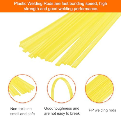MECCANIXITY 20pcs 8 Inch Plastic Welding Rods PP Welding Strips Welder Rods for Car Bumper, Kayak Repair, Plastic Welder, Yellow