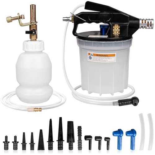 3L Vacuum Brake Bleeder Kit, One Person Pneumatic Brake Fluid Bleeder, Flush Kit with 2L Pneumatic Fluid Extractor and 1L Refilling Bottle, with Pressure Clutch Bleeder Kit 16 Adapters