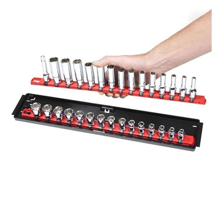 Ernst Manufacturing - 8492 Socket Boss 2-Rail 1/4-Inch-Drive Socket Organizer, 13-Inch, Red - Made in the USA - color: Red, size: 1/4", style: 13-INCH