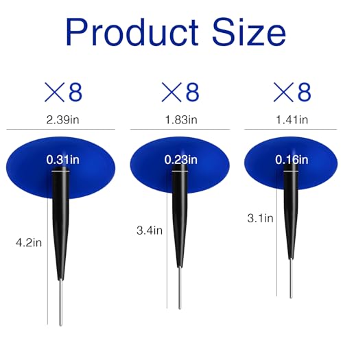 24 Pcs Tire Plug Patch Kit Automotive Tyre Repair Plug Patch Mushroom Nail 0.14' x 1.42', 0.22' x 1.82', 0.3' x 2.37' Wrapped Stems (8pcs Each) for Car Motorcycle Truck Bus, Agricultural Tyres