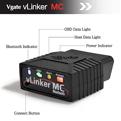 Vgate vLinker MC Bluetooth OBD2 Diagnostic Scanner for Android & Windows - size: vLinker MC BT3.0 - Android & Windows