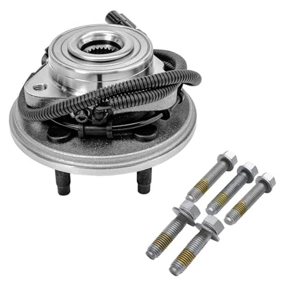 Detroit Axle - 4pc Steering Knuckles Kit for 02-05 Ford Explorer Mercury Mountaineer, 2 Rear Steering Knuckles & Wheel Bearing Hubs 2 Front Wheel Bearing and Hubs 2002 2003 2004 2005 Replacement - size: 4UW47703/Kit