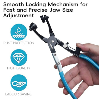 2 Pcs Hose Clamp Pliers Set，includes 45° Angle Flat Belt Hose Clamp Plier and Wide & Flat band Hose Clamp Plier for Removal and Installation of Spring Hose Clamps,for Automotive Fuel Oil Water Hose