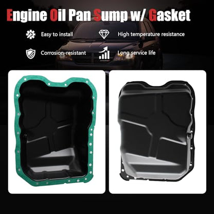 AUCERAMIC 264-361 4884665AC Engine Oil Pan w/Gasket & Drain Plug Fit for 2007-2017 Jeep Compass Patriot, 2009-2020 Dodge Avenger Caliber Journey, 2011-2014 Chrysler 200 Sebring 2.0L 2.4L L4 4884665AD