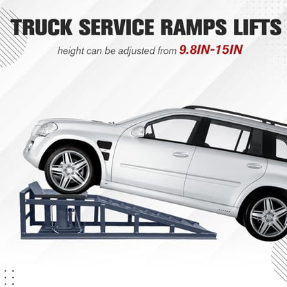 2 Pack Hydraulic Car Service Ramps,Low Profile Car Lift Service Ramps | 11000 Lbs (5 Tons), Car Lift Service Ramps Adjustable Lift Height 9.8" to 16.21",Vehicle Auto Garage for Oil Changes - size: Gray