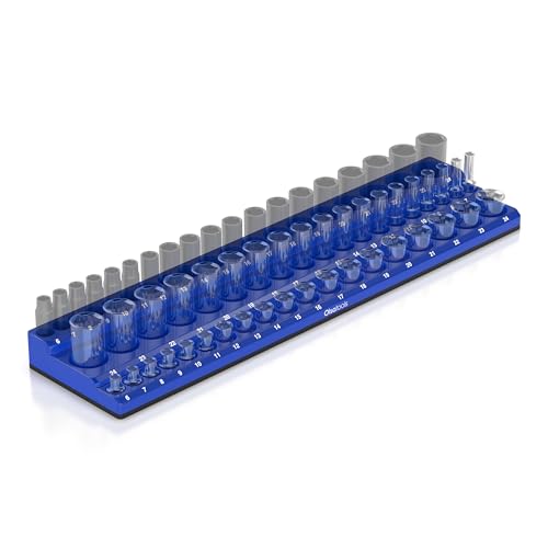 Olsa Tools Magnetic Socket Organizer (3/8-Inch Drive, 3 Row) - Magnetic Tool Organizer & Socket Holder - Tool Box Socket Organizers - Metric Blue - Holds 54 Sockets - Professional Grade - Part: 1556 - color: Blue, size: 3/8-Inch Drive, Metric