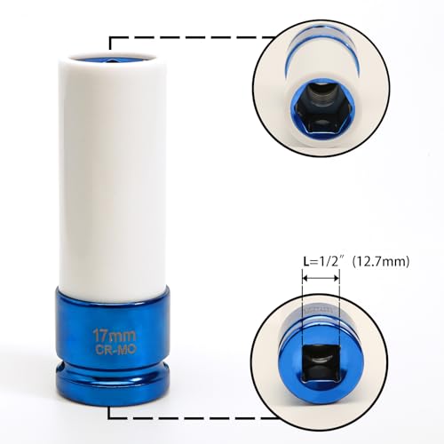 21pcs Anti-Theft Wheel Lock Lug Nut Remover Tool Kit, Automotive Wheel Nuts Screw Removal Key Socket Set with 1/2" Square Drive Adapter