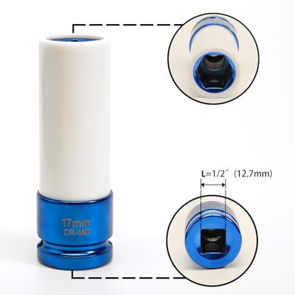 21pcs Anti-Theft Wheel Lock Lug Nut Remover Tool Kit, Automotive Wheel Nuts Screw Removal Key Socket Set with 1/2" Square Drive Adapter
