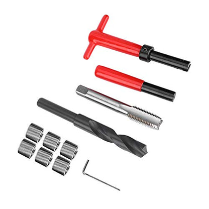 Jeanoko 11Pcs M16x2 Thread Repair Kit Stainless Steel Twisted Drill Tap Wrench Threaded Insert Tool for High Voltage Switchgear