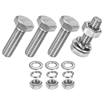 M METERXITY 4-Pack Hex Head Screw Bolt with Nuts Flat & Lock Washers M6x20mm Stainless Steel Bolts and Nuts Kit Fully Threaded Metric Bolt Assortment for Equipment/Machinery - size: M6 x 20mm