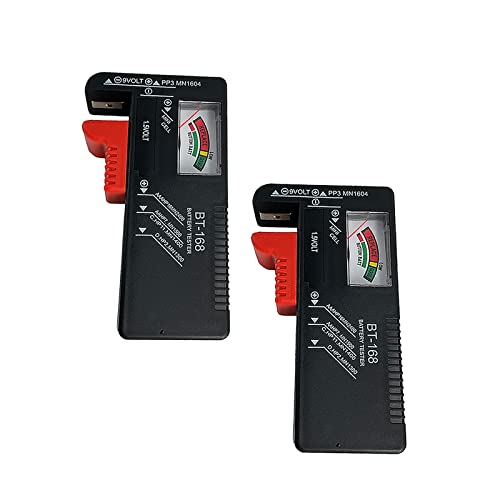 Battery Tester Checker, Universal Small Battery Tester for AAA AA C D 9V 1.5V, Button Cell Batteries Checker - Small Volt Checker for All Batteries - 2 Pack - size: 2