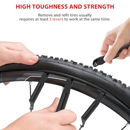 Bike Tire Levers - Ultra Strong PC Plastic Bicycle Tire Removal Changing Tool for Road or Mountain Bike Tires - Set of 4 (Black) - color: Black- 4pcs