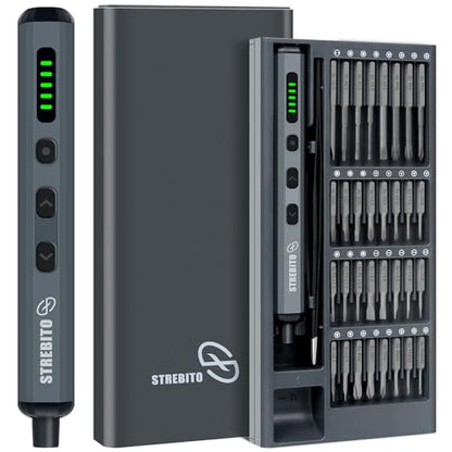 STREBITO Mini Electric Screwdriver Set, 70 in 1 Small Electric Screwdriver - 64 S2 Preicison Bits, 5 Torque Settings, 4 LED Lights, Mini Power Screwdriver Repair Tool Kit for PC Electronic (Standard) - style: Standard