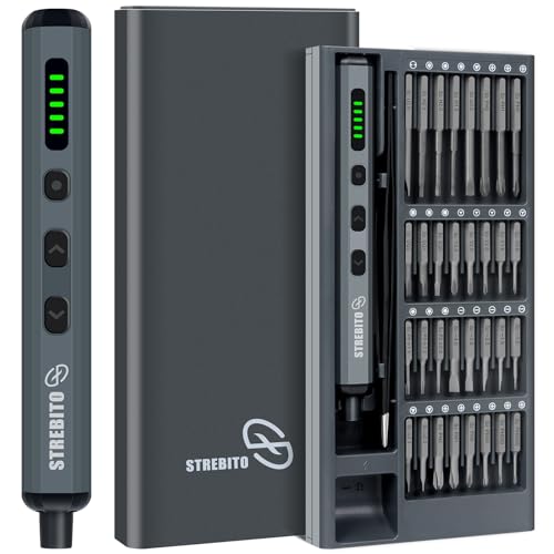 STREBITO Mini Electric Screwdriver Set, 70 in 1 Small Electric Screwdriver - 64 S2 Preicison Bits, 5 Torque Settings, 4 LED Lights, Mini Power Screwdriver Repair Tool Kit for PC Electronic (Standard) - style: Standard