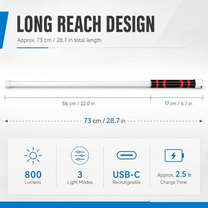 Luma Chord Flexible LED Work Light, 800 Lumen Rechargeable Mechanic Flashlight with Magnetic Base, Hanging Hook, 30-Inch Bendable USB-C Inspection Light for Auto Repair and Garage