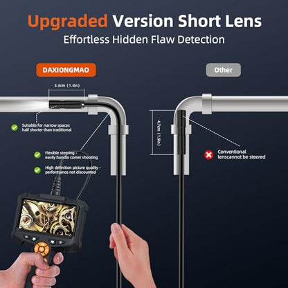 Daxiongmao Borescope, 1080P Industrial Endoscope Inspection Camera | Mechanical Tool for Automotive, HVAC, Plumbing, 4.3" IPS Screen, IP67 Waterproof & 16.5ft Semi-Rigid Flexible Snake Probe - size: 16.5 FT