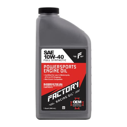 Factory Racing Parts Oil Change Kit compatible with Honda XR500R XR600R TRX300 TRX350 TRX400 – Includes 3 Quarts of 10W-40 Full Synthetic Oil, 1 Filter, 1 Crush Washer, 1 Funnel, 1 Oil Change Sticker