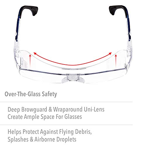Honeywell Uvex Ultra-Spec 2001 OTG (Over-the Glass) Visitor Specs Safety Glasses with Clear Ultra-Dura Anti-Scratch Lens (S0112)