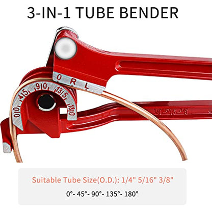 MuHize Brake Line Bender(1/4 Inch) - Upgraded 25 Feet Brake Line Kit | for ford /dodge + flaring tool, tube cutter & bender - 16 braking fittings + 4 unions - color: Red