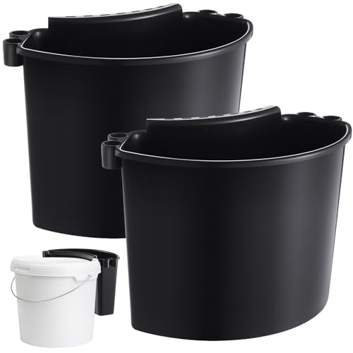 2 Pcs Car Detailing Bucket Organizer 10.2 x 7.8 x 5.5 Inch Car Washing Bucket Caddy Portable Multipurpose Hanging Organizer for Accessories Tool Home Garden Camping (Black) - color: Black