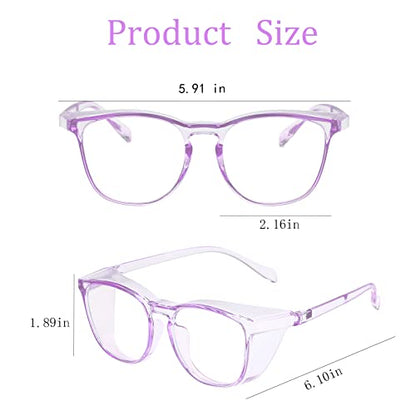 Safety Glasses for Men Women, Anti Fog Safety Goggles Comfortable Blue Light Blocking UV Protective Adult Nurse - color: Square Purple 1pack
