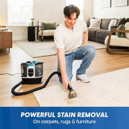 Vacmaster 30 Series Mini Portable Carpet & Upholstery Spot Cleaner Machine | 16KPa Power Suction includes tough stain tool and hose cleaner for Pets, Area Rugs and Couches - color: Denim