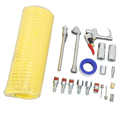 20 Piece Air Blow Gun Accessory Set Stainless Steel Pneumatic Tool Kit with Quick Connectors for Industrial Surface Cleaning and Equipment Maintenance Multifunctional Compressor