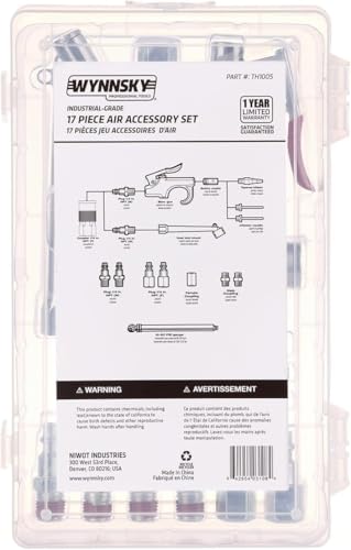 17PCS Air Compressor Accessories Attachment Kit, 1/4’’ Air Hose Fittings, Blow Gun, Tire Gauge, Air Chuck