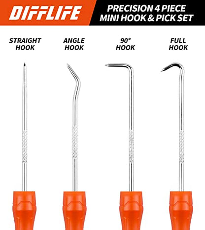 4-Piece Pick and Hook Set, Car Auto Oil Seal/O-Ring Seal Gasket Pick Mini Hooks Puller Remover (4 Piece)