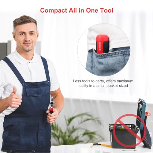 SHARDEN Ratcheting Screwdriver 13-in-1 Multibit Screwdriver All in One Screwdriver Set with Phillips, Flat Head, Torx Security, Hex, Robertson, 180 Degree Pivoting Adjustable Angled Screw Driver Set - color: Red