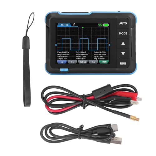 Handheld Oscilloscope, 2 Channels Portable Digital Oscilloscope Multimeter, Professional Automotive Oscilloscope with 1Mhz Bandwidth, 5.0MS s Sampling Rate & 2.8in LCD Display