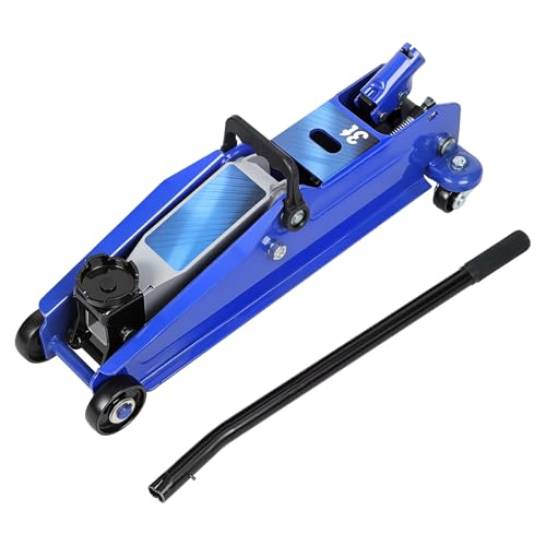3 Ton Floor Jack (6600 lbs), Steel Heavy Duty Hydraulic Car Jack, Fast Lift Floor Jack with Wheels, Lifting Range 5"-15.2" (Blue)