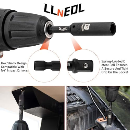 LLNEDL 1/4 inch Impact Socket Set, 63 Piece Drive Socket Wrench Set Metric (4-15mm) Deep and Shallow 6 Point, Automotive Tool Kit with 72T Ratchet for Bicycle & Car Repairing - size: 63pcs 1/4 inch socket set