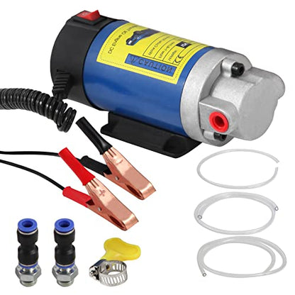 Vevitts Engine Oil Pump, Portable Electric Self-Priming Motor Oil Pump for Car Motorcycle and Boat Engine Oil Transfer Change Pump 12V 100W