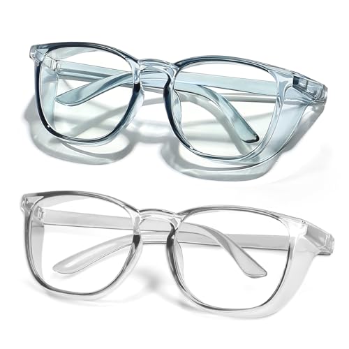 Safety Glasses Anti Fog Goggles Protective Eyewear Blue Light Blocking Anti Dust UV Protection Glasses For Men Women - color: Transparent Blue+transparent Gray