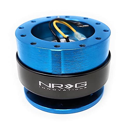 NRG (SRK-200) Neo Blue Aluminum GEN 2.0 Racing Performance Steering Wheel Quick Release Adapter Fit 2-Way 6-Hole Pattern Design - color: Neo Blue