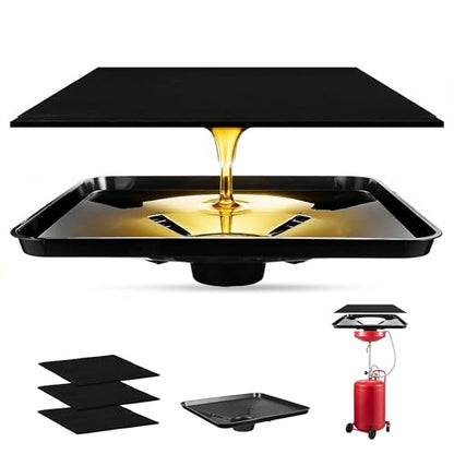 17892 Transmission Drain Pan with 3 Pcs 22'' Oil Drain Splash Pad, Universal Fluid Drain Funnel Compatible with 87031, 87032 Large Capacity for Oil, Coolant & Transmission Fluid Changes - size: 1PCS