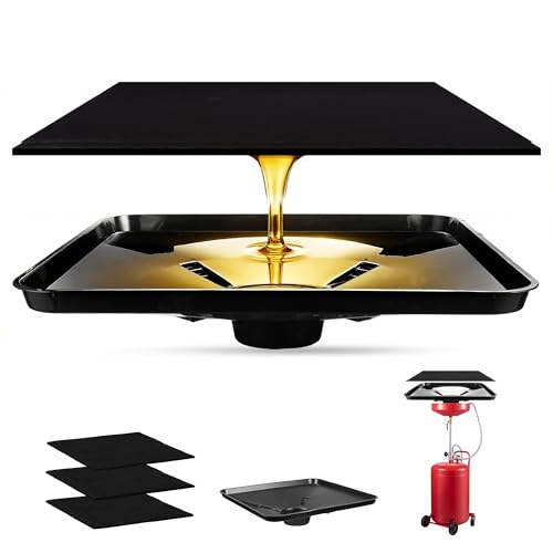 17892 Transmission Drain Pan with 3 Pcs 22'' Oil Drain Splash Pad, Universal Fluid Drain Funnel Compatible with 87031, 87032 Large Capacity for Oil, Coolant & Transmission Fluid Changes - size: 1PCS