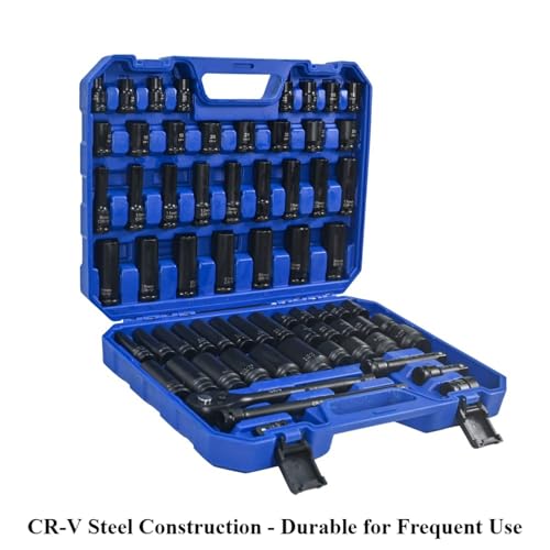 Pneumatic Accessory Kit — Comprehensive Air Tool Socket & Extension Set with Ratchet, Universal Joint, Blow-Mold Case (Set 1) - color: Set 1