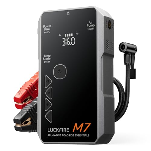 M7 SmartIgnition Jump Starter with Air Compressor, TÜV Certified 12V Car Battery Booster Pack, Portable Tire Inflator, Jump Box, 60Wh Power Bank, for 10L Gas and 8.5L Diesel