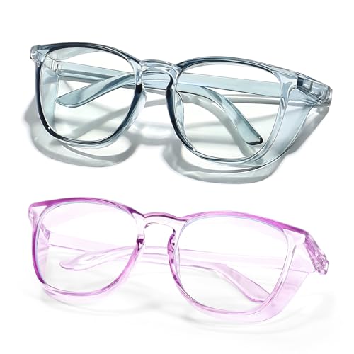 Safety Glasses Anti Fog Goggles Protective Eyewear Blue Light Blocking Anti Dust UV Protection Glasses For Men Women - color: Transparent Blue+transparent Purple