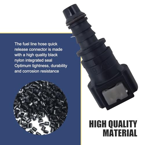2 PCS Automobile Fuel Line Quick Connector, 9.49 OD-ID8 Straight PA12 High Temp Resistant Connector, 3/8" Joint with Seal Ring, Universal Fuel Pump Line Repair Kit for Most Cars (Black)