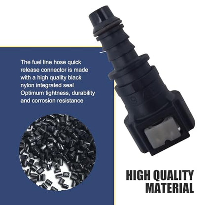 2 PCS Automobile Fuel Line Quick Connector, 9.49 OD-ID8 Straight PA12 High Temp Resistant Connector, 3/8" Joint with Seal Ring, Universal Fuel Pump Line Repair Kit for Most Cars (Black)