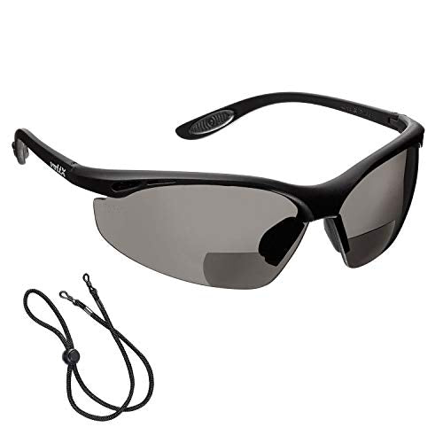 voltX CONSTRUCTOR Smoke Bifocal Reading Safety Glasses +3.5 Dioptre | ANSI Z87.1+ & CE EN166F certified. UV400 anti-fog smoke lenses. Includes adjustable safety cord. - color: Smoke, size: +3.5 Dioptre