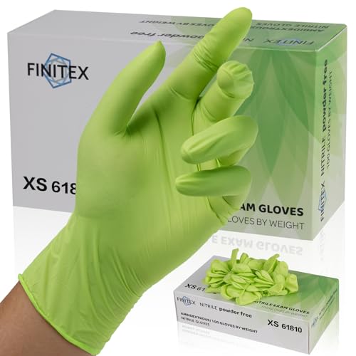 FINITEX Nitrile Disposable Gloves - Green 3.5mil 100/1000PCS Powder-Free Latex-Free Medical & Food Use - color: Green (X-small 100)