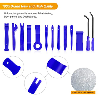 GOOACC 13PCS Nylon Trim Removal Tool Set for Bumper Fastener Rivet Clips Car Clip Panel Audio Video Dashboard Dismantle Blue - color: Blue, size: 13Pcs