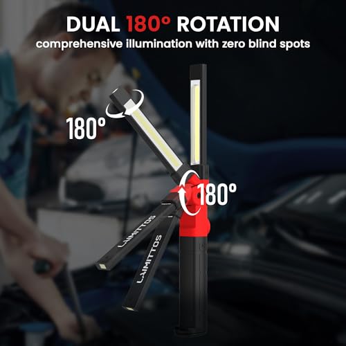Rechargeable Work Light 2200mAh Magnetic LED Work Light Flashlight Mechanic Light Tool for Men Him, Foldable Lamp with Hook for Car Repair Emergency BBQ Grill (4 Pack) - style: 350 Lumens - 4Pcs