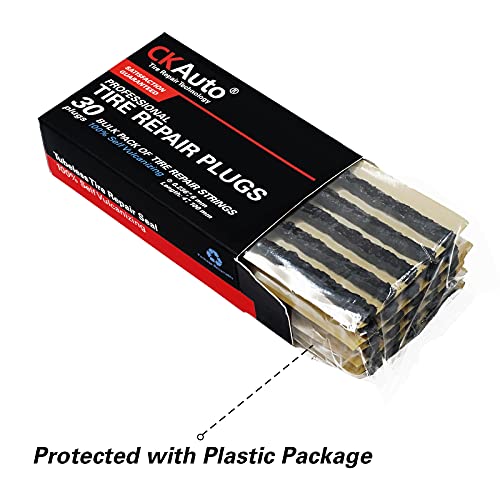 CKAuto 30pcs 4" Black Tire Repair Strings, Automotive Tool Tire Repair Plugs for Tubeless Off-Road Tires Car, Bike, ATV, UTV, Wheelbarrow, Mower (Pack of 2) - color: Black, size: 4" x φ0.236" 30pcs (Pack of 2)