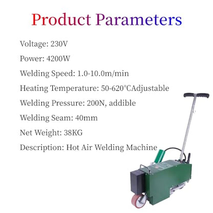 230V 4200W TPO Waterproof Coil Hot Air Welding Machine Roof PVC Edge Sealing Electric Fusion Welding Automatic Crawling Welder Membrane Edge Welding 40mm - size: 230V welder with 120V heat gun set
